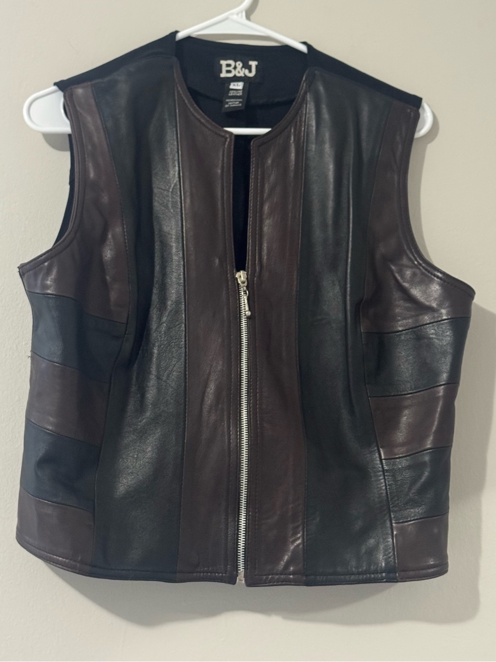 B&J leathers  Black & Dark Brown Leather Vest XL